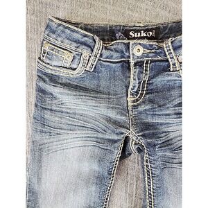 Suko Capri Jeans Womens 2 Mid Rise Stretch Roadrunner Denim Casual Blue